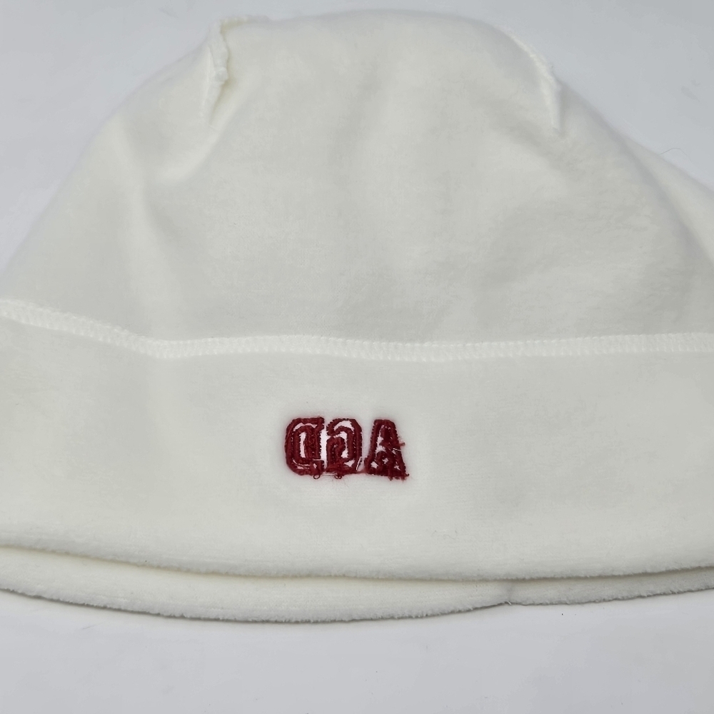 LANDS' END X AGD ALPHA GAMMA DELTA SORORITY CREAM FLEECE BEANIE HAT WOMEN OS - Picture 7 of 11